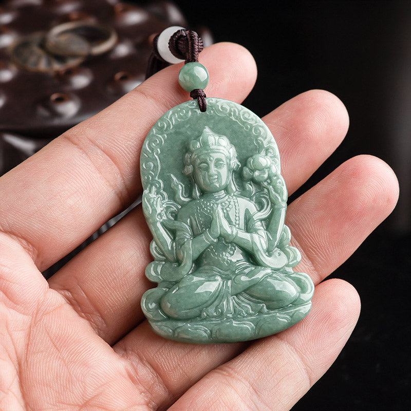 Kette grüne Jade Avalokitesvara Natur Segen