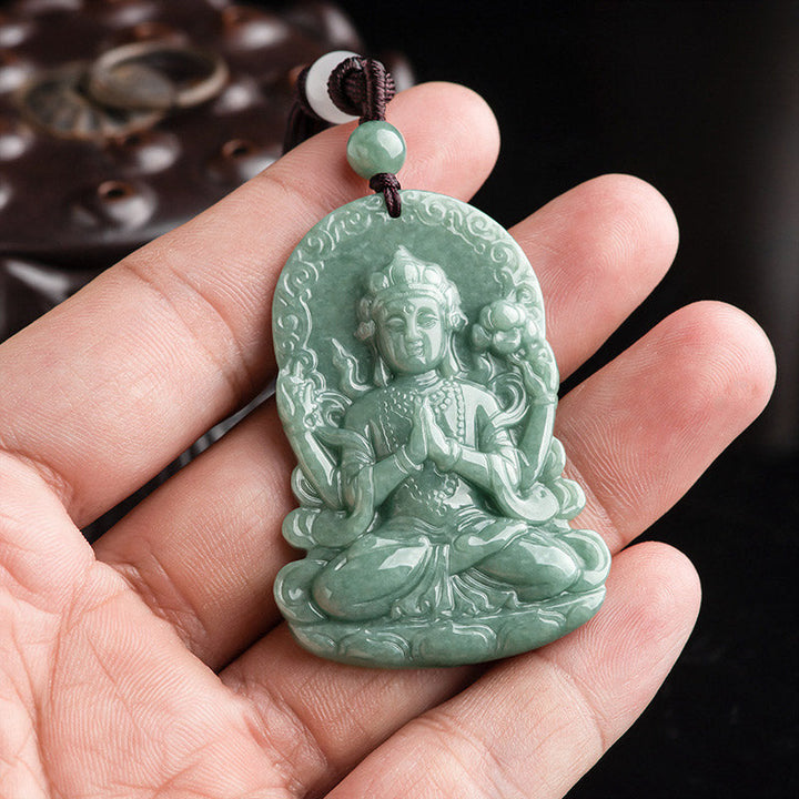 Kette grüne Jade Avalokitesvara Natur Segen