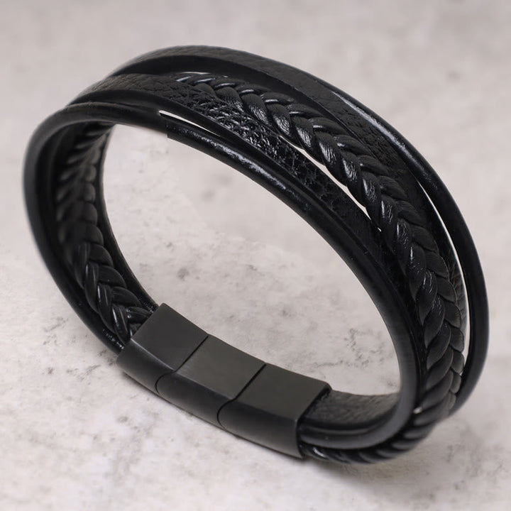 Armband Lava Stein Schwarz Onyx Leder