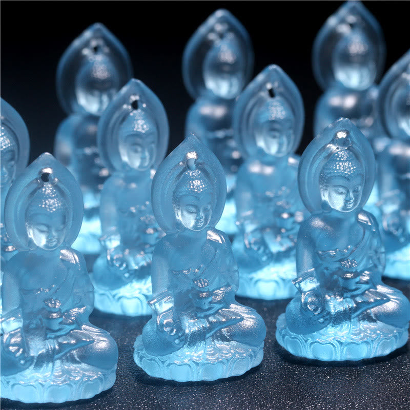 Anhänger Kette Liuli Medizin-Buddha Weisheit blau transparent