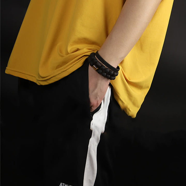 Armband Lava Stein Ebenholz Tigerauge - Heilung