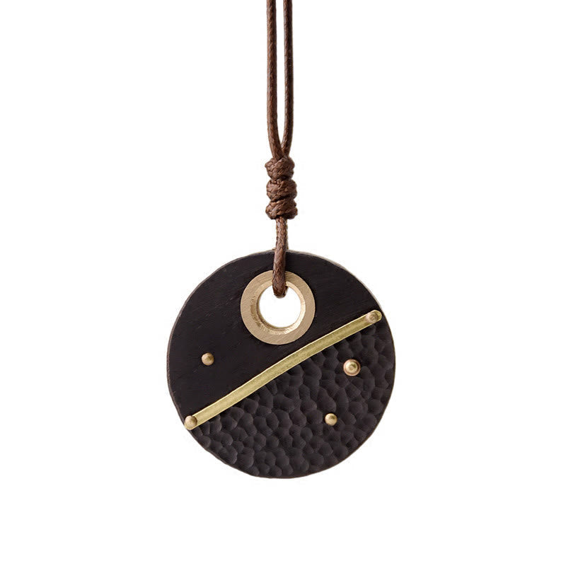 Ebenholz Kette Kupfer Buddha Anhänger