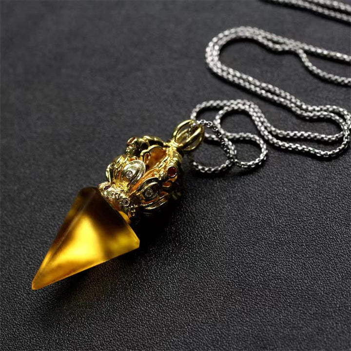 Kette Liuli-Kristall Vajra Lotus Tibet Stärke goldener Anhänger