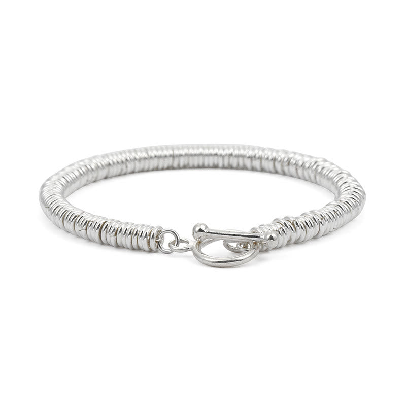 Silbernes Armband Circle Glück mit strukturiertem Design und Verschluss