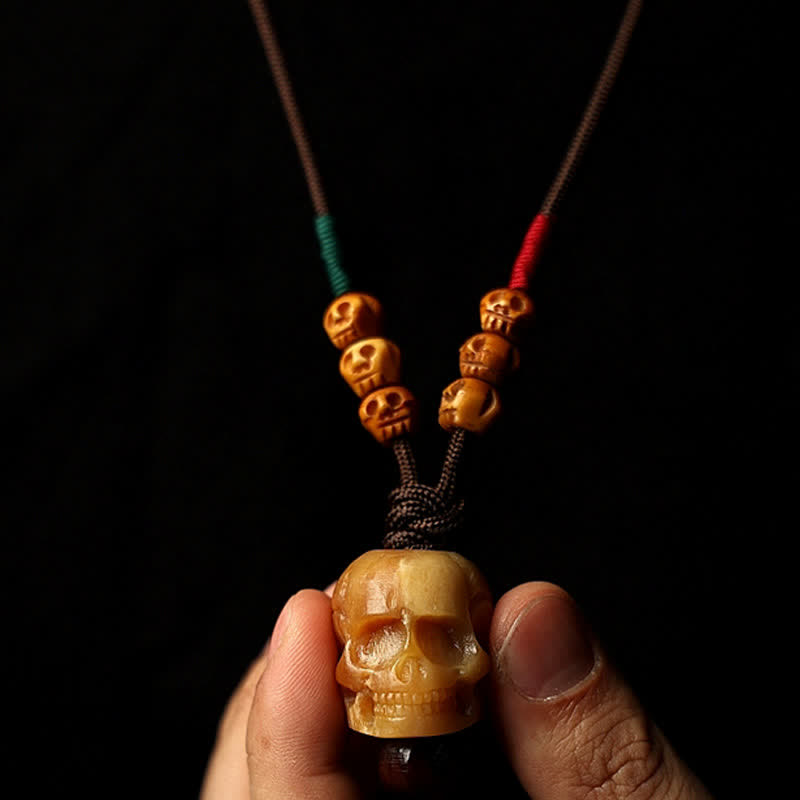 Kette Kamelknochen Totenkopf Tibet Schutz Handgeschnitzt