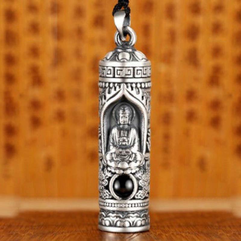 Kette Kristall Tierkreis-Buddha Wohlstand Silber Anhänger