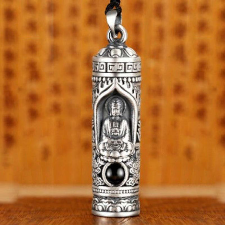 Kette Kristall Tierkreis-Buddha Wohlstand Silber Anhänger