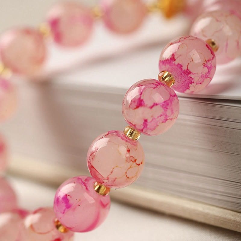 Rosa Achat Armband – Harmonie & Segen mit Goldperlen elegant