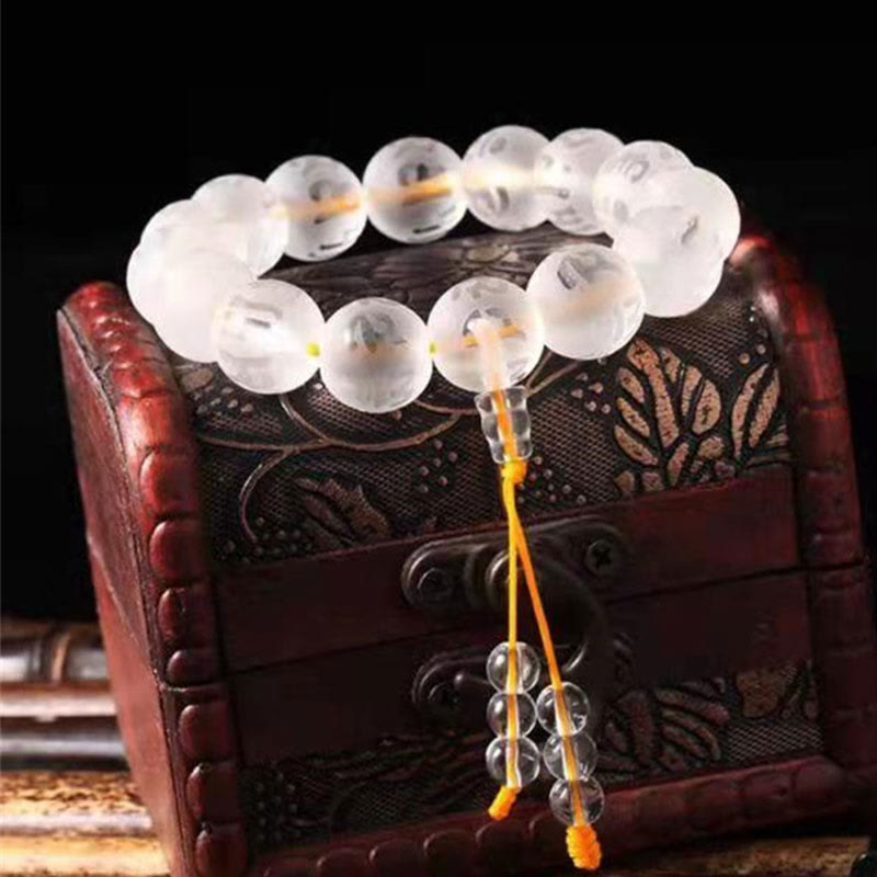 Armband Weißer Kristall Schwarzer Onyx "Schutz"