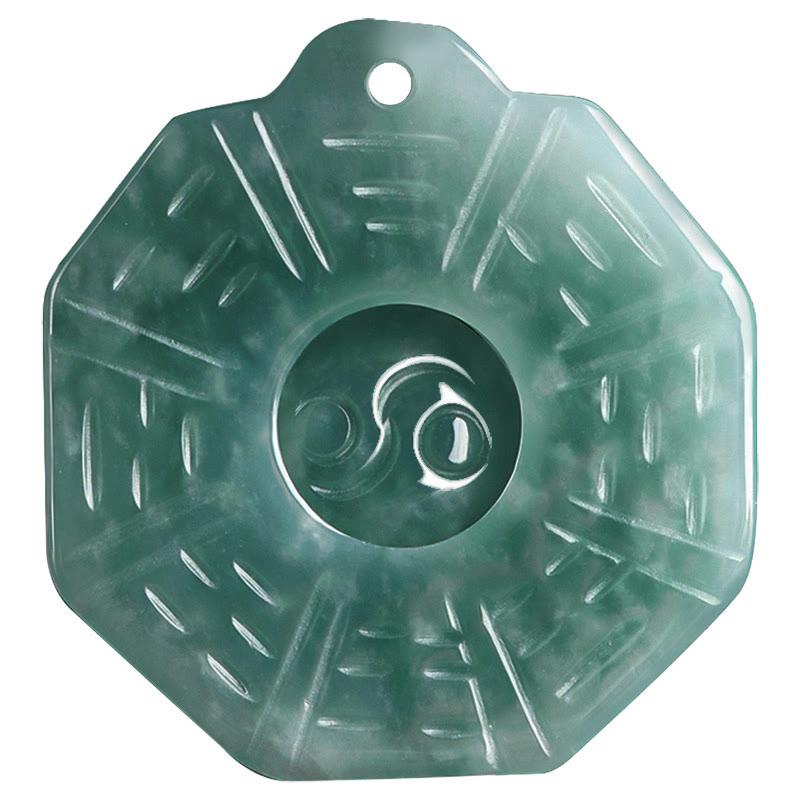 Jade Bagua Yin Yang Anhänger grün Naturstein