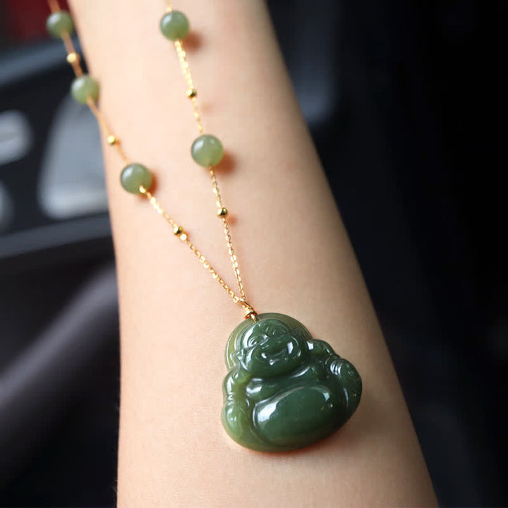Kette Hetian-Jade Lachender Buddha – Glück