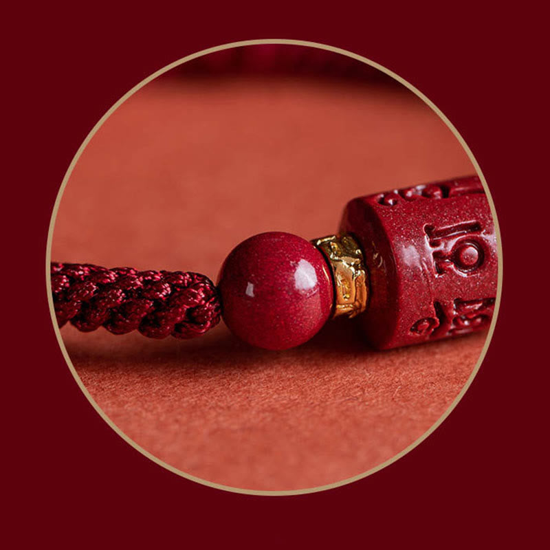 Armband Zinnober Rot - Mantra Gravur Geflochten