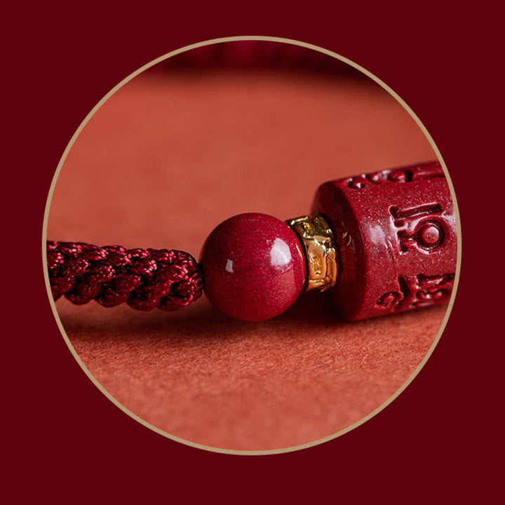 Armband Zinnober Rot - Mantra Gravur Geflochten