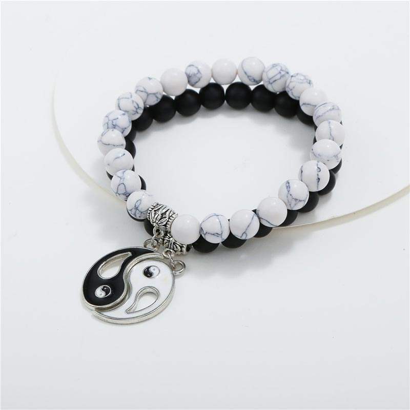 Armband Yin Yang - Onyx Weißer Türkis"