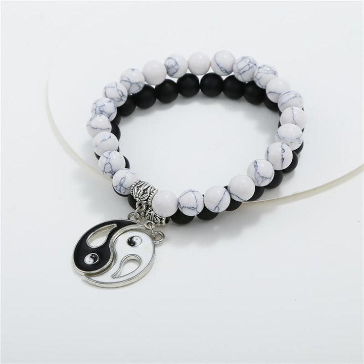 Armband Yin Yang - Onyx Weißer Türkis"