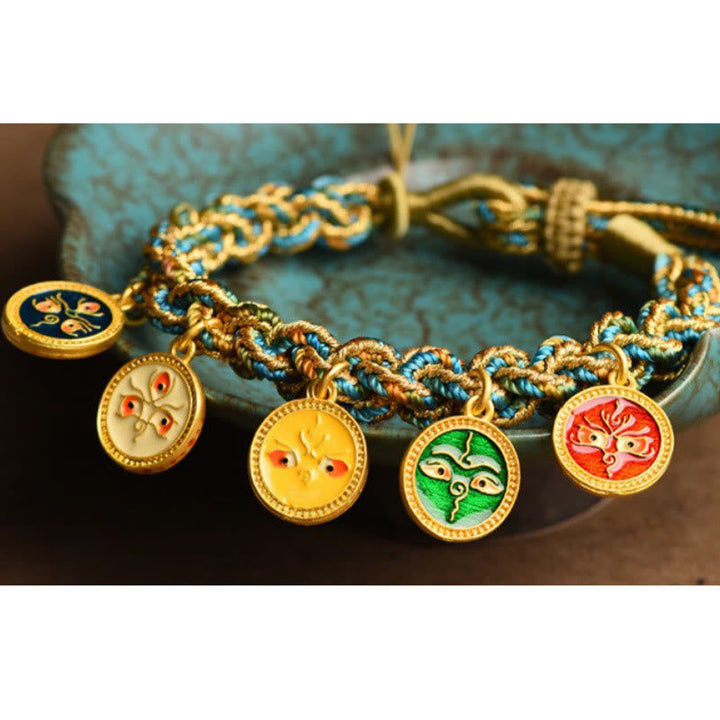 Armband Five Five – Glück & Wohlstand mit bunten Glückssymbolen goldfarben.