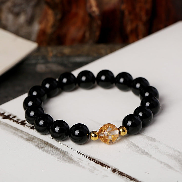 Armband Obsidian Onyx Kristall Drache Stärke Energie