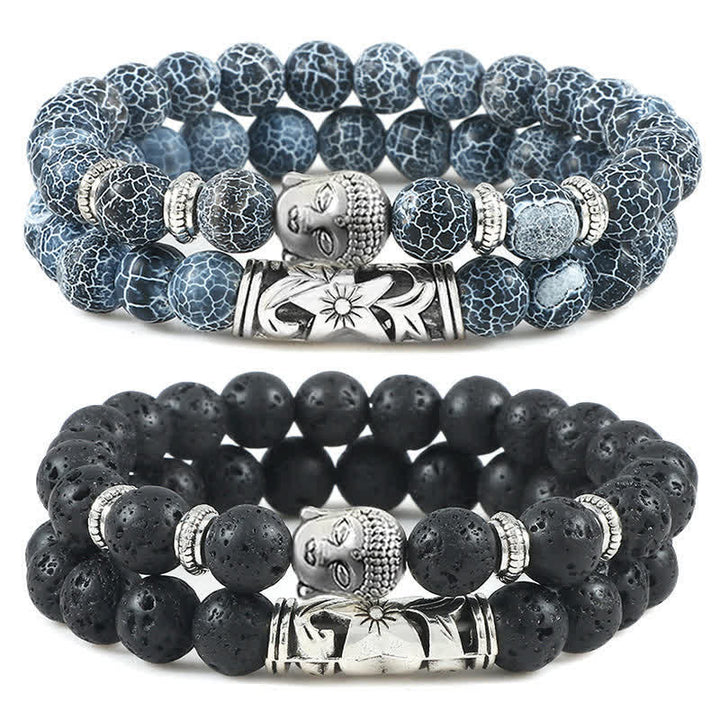 Armband Kristall Achat – Schutz mit Buddha Perle Naturstein elastisch