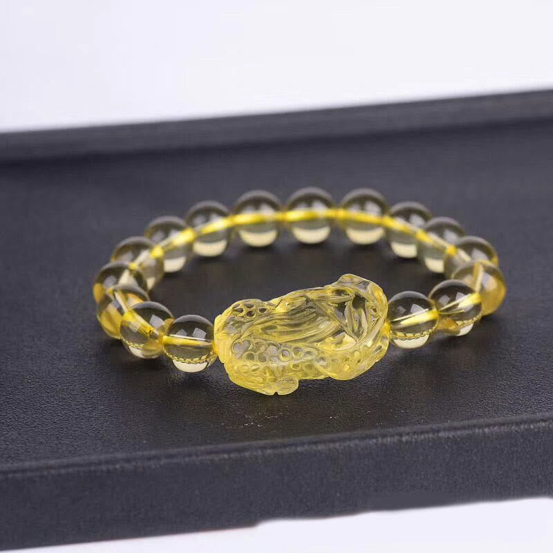Armband Citrin Pixiu – Energie Naturstein elastisch gelb glänzend