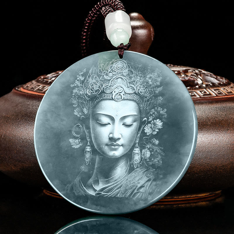 Anhänger Kette Jade Kwan Yin Harmonie Schutz