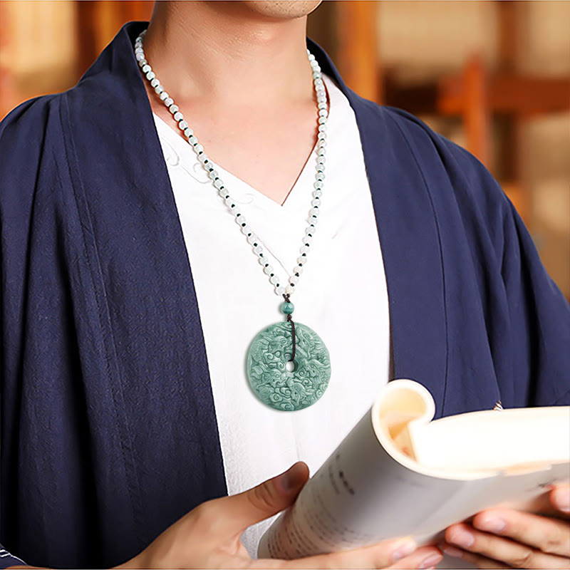 Jade Anhänger Kette Damen Schmuck Drachen