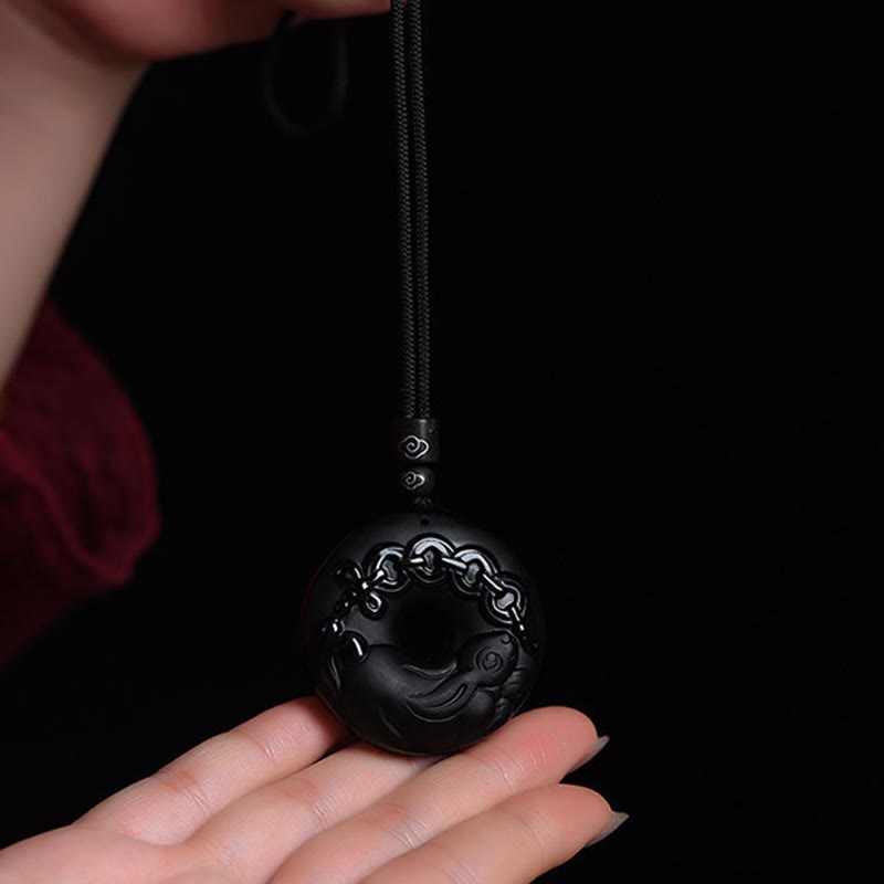 Obsidian Kette schwarzer Anhänger Tierkreis Naturstein Frieden
