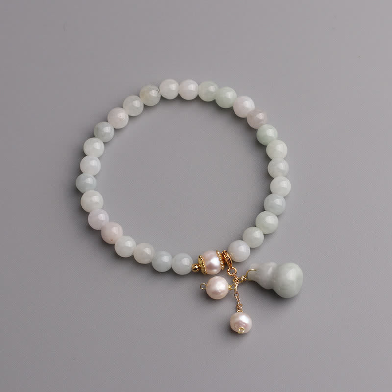 Armband Perle Jade – Glück & Wohlstand elegantes Design weiße Perlen Gold
