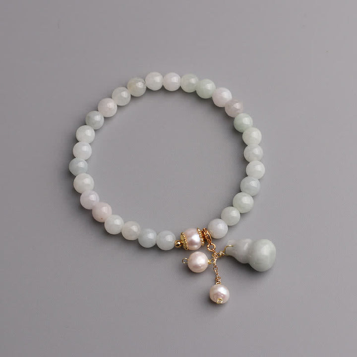 Armband Perle Jade – Glück & Wohlstand elegantes Design weiße Perlen Gold