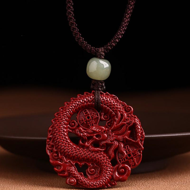 Kette Zinnober Jade Münze Drachen – Wohlstand & Stärke – Bild 9 – Zinnober Drachen Kette mit Jade Münze Anhänger Wohlstand Stärke