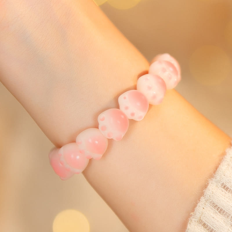 Rosaquarz Armband Bodhi Katze – Glück & Liebe am Handgelenk getragen