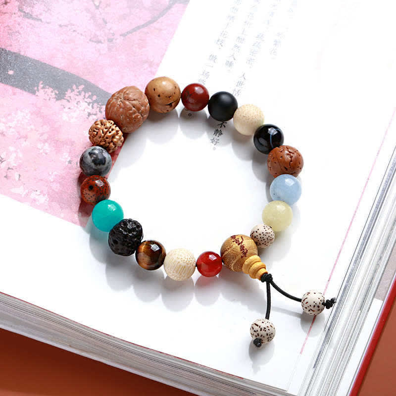 Mala Achat Bodhi Harmonie Armband bunte Natursteine Perlen Flachlage