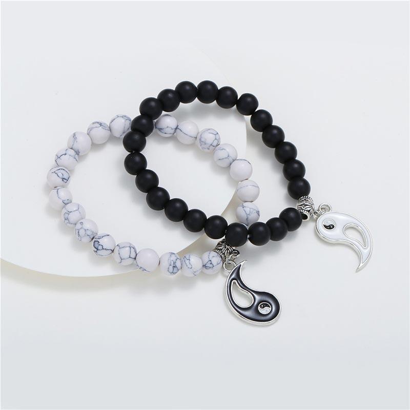 Armband Yin Yang - Onyx Weißer Türkis"