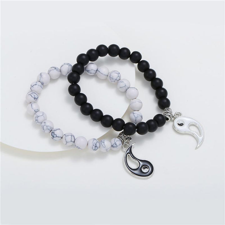 Armband Yin Yang - Onyx Weißer Türkis"