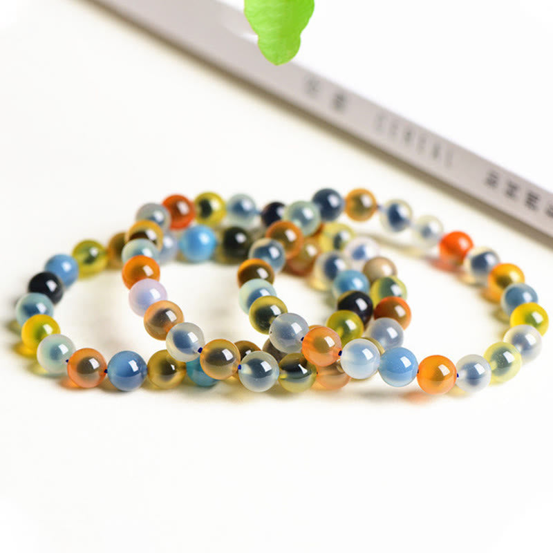Armband Achat – Stärke & Harmonie farbige Naturstein Perlen elastisch