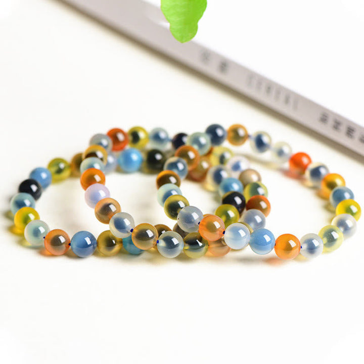 Armband Achat – Stärke & Harmonie farbige Naturstein Perlen elastisch