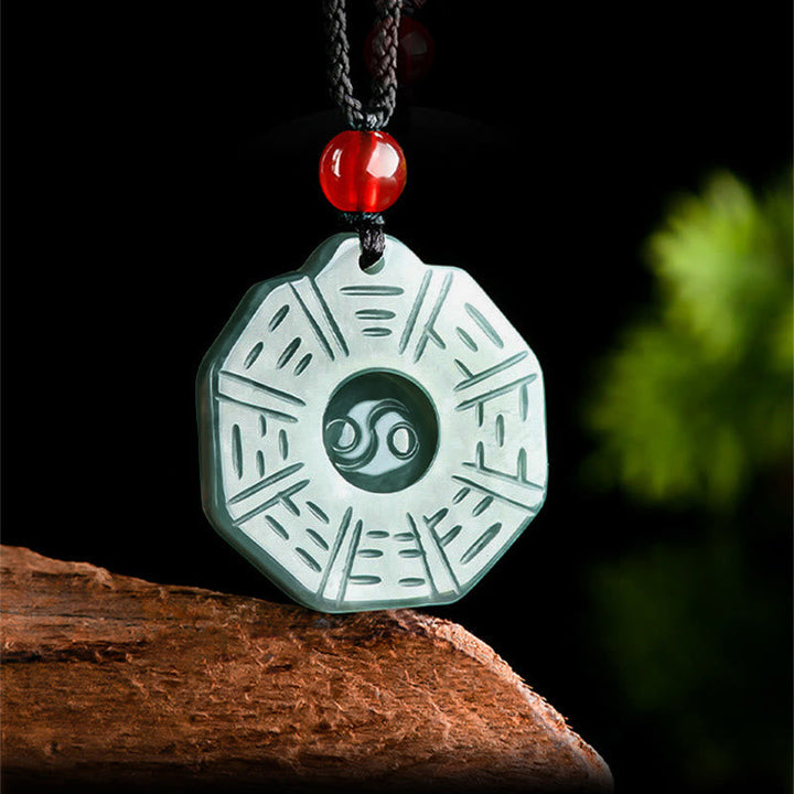 Jade Kette Yin Yang Bagua Anhänger Naturstein