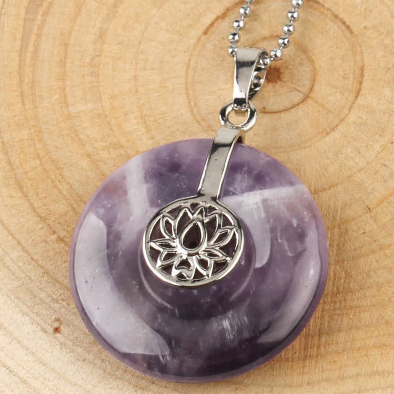 Kette Amethyst Lotus Anhänger Heilstein lila