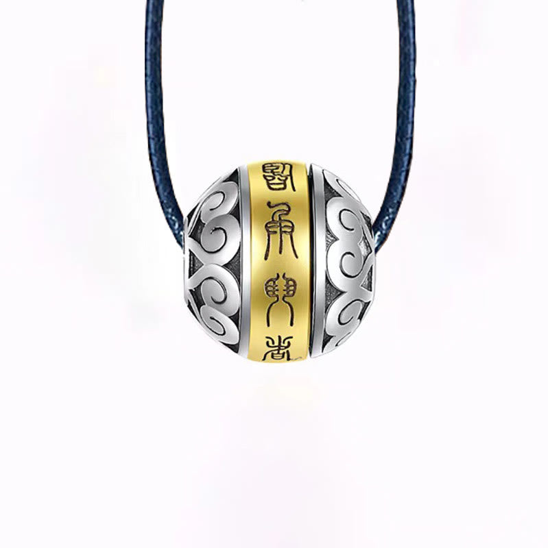 Kette Stein Neun-Zeichen-Mantra – Harmonie & Fokus – Bild 4 – Kette Stein Neun-Zeichen-Mantra silbern gold verziert Harmonie Fokus Anhänger