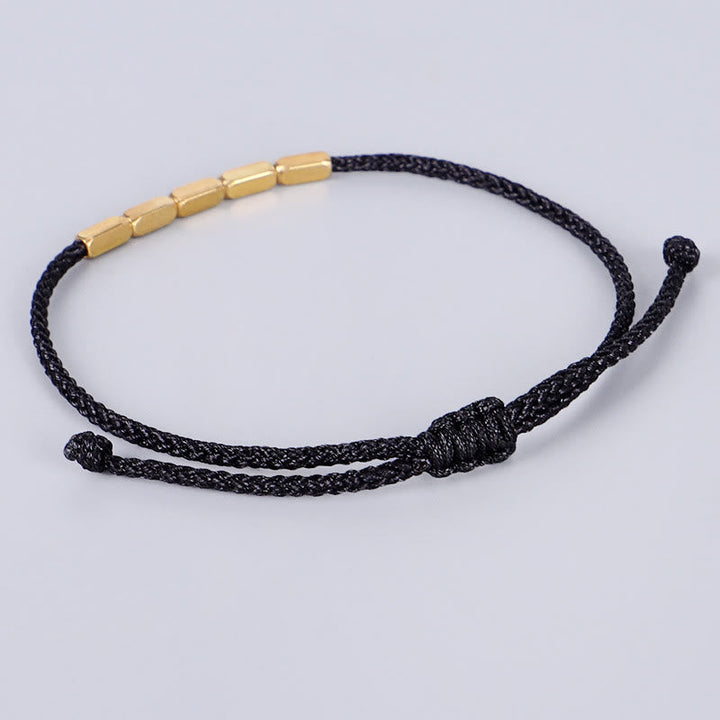 Schwarzes Armband Kupfer – Schutz mit goldenen Perlen elastisch