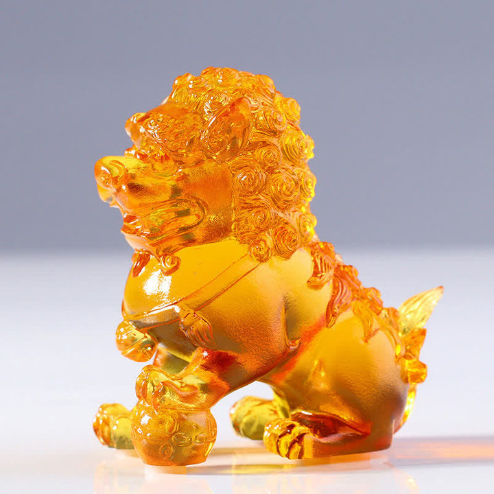 Löwe Figur Liuli Kristall Gold mit Perle