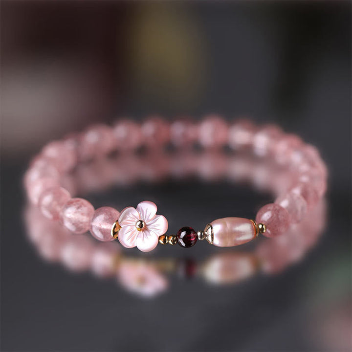 Armband Erdbeerquarz Pfirsichblüte – Liebe