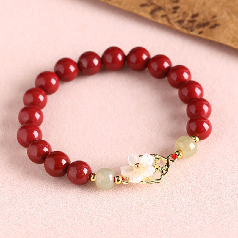 Armband Zinnober Jade – Segen rote Perlen Naturstein elegant