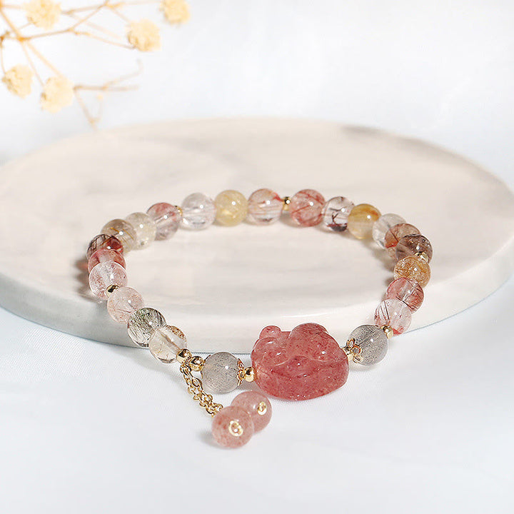 Armband Erdbeerquarz Mondstein Mond – Liebe Harmonie Naturstein rosa