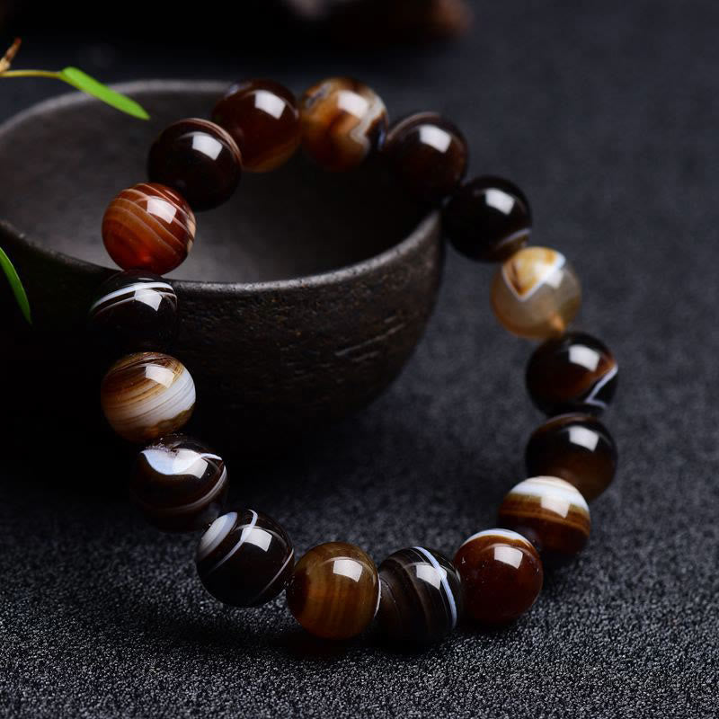 Armband Onyx – Glück Energie Tigerauge Perlen elastisch Naturstein glänzend