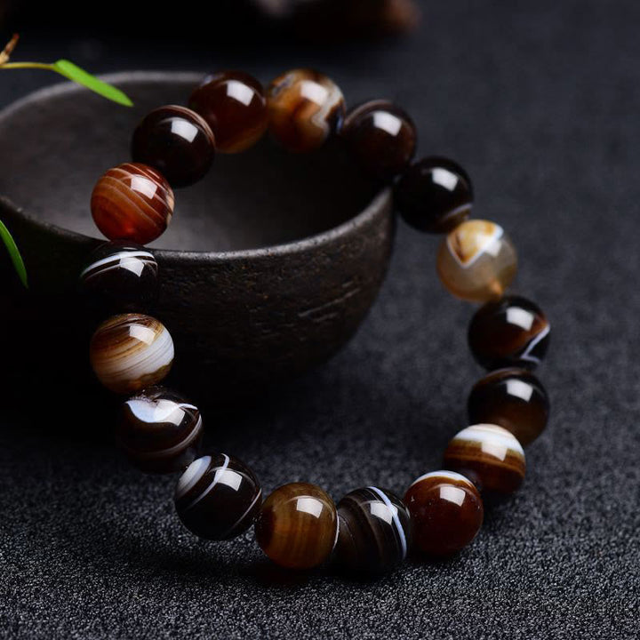 Armband Onyx – Glück Energie Tigerauge Perlen elastisch Naturstein glänzend