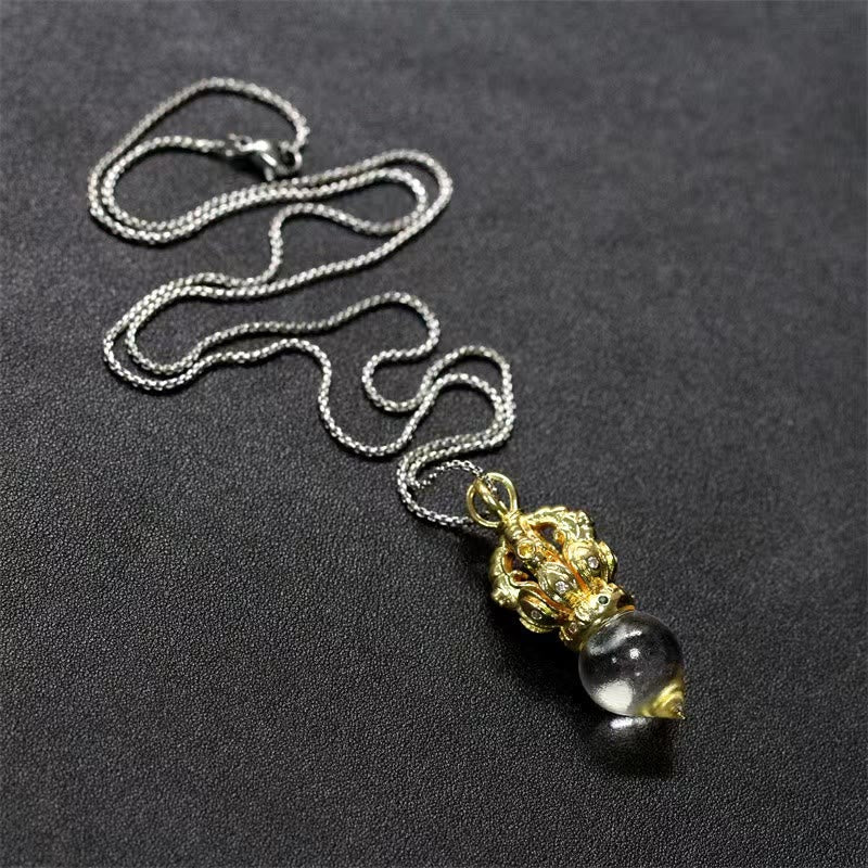 Kette Liuli-Kristall Vajra Lotus Tibet Stärke goldener Anhänger