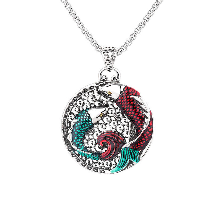 Tibetische Kette, Kupfer, Koi, Silberkette, Anhänger, Heilung