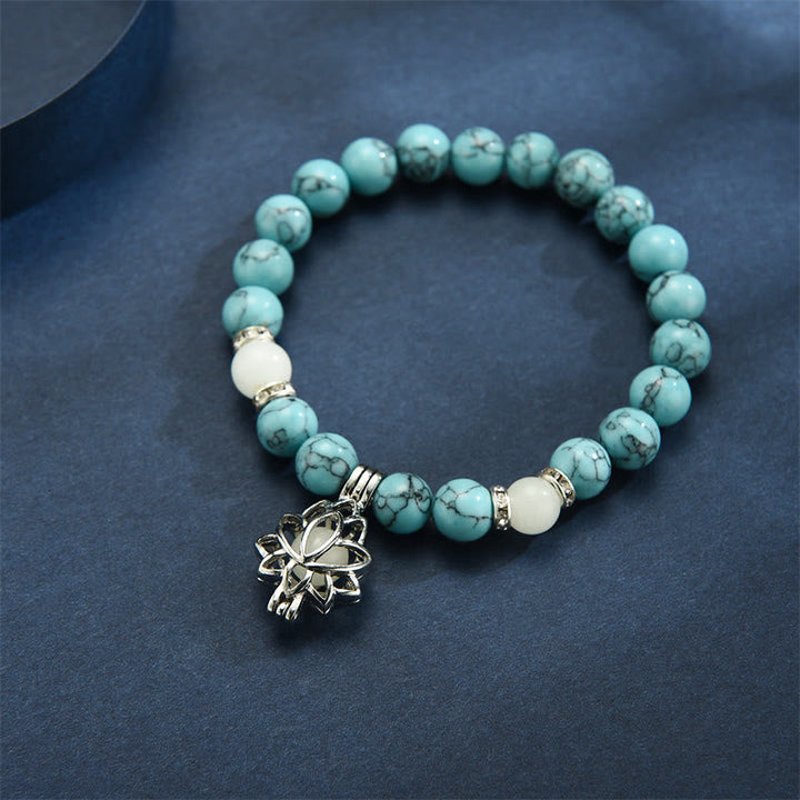 Armband Leuchtstein Türkis Lotus "Schutz"