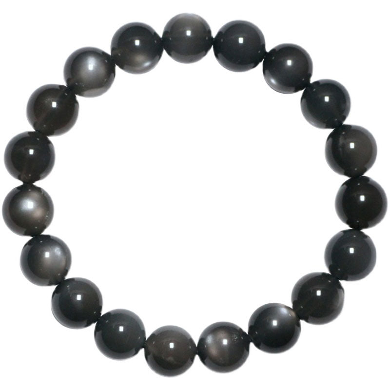 Schwarzes Obsidian Armband Mondstein Mond – Liebe Perlenarmband elastisch