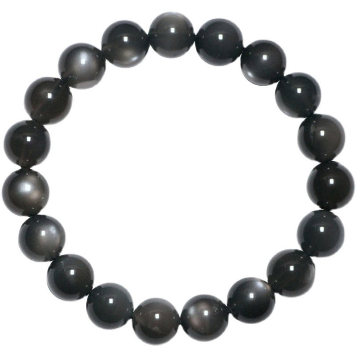 Schwarzes Obsidian Armband Mondstein Mond – Liebe Perlenarmband elastisch